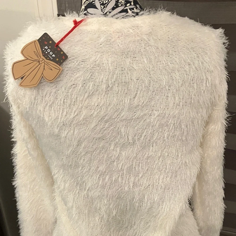 Poof! White Fuzzy Sweater with Silver Snowflake - Picture 7 of 7
